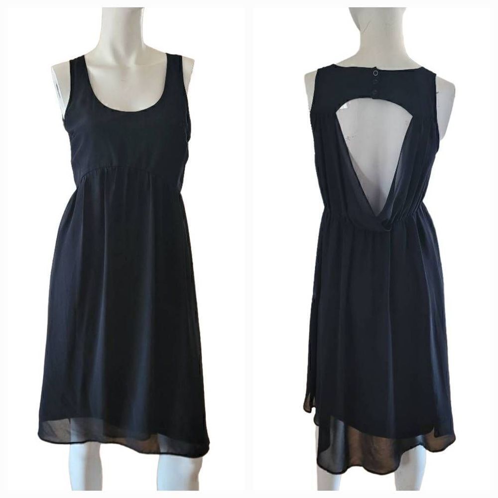 Anthropologie pins and needles womens Sz 2 black open back mesh dress